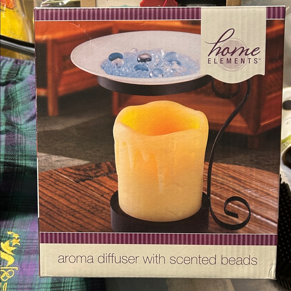 Element Aroma Diffuser with Blue Beads and Cream Candle